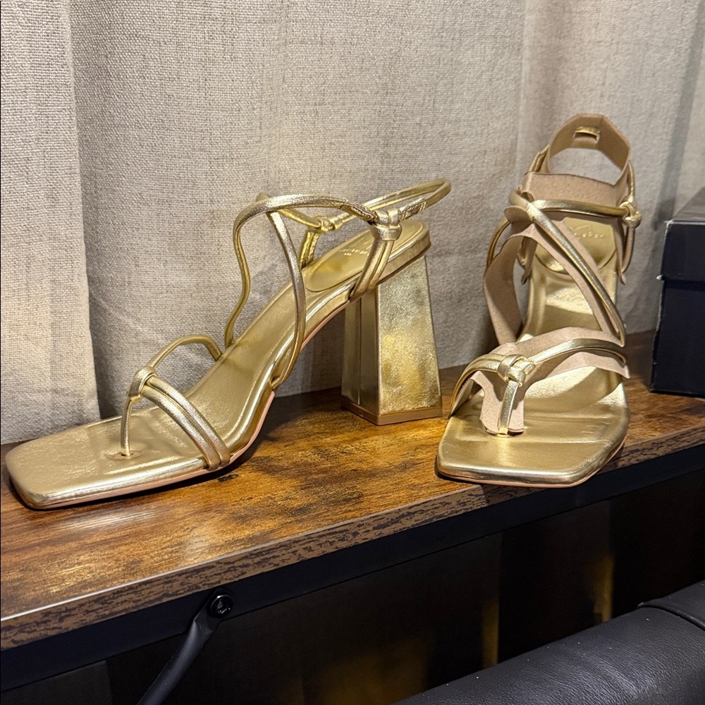 Marc Fisher Giada Metallic Gold Strappy Heels